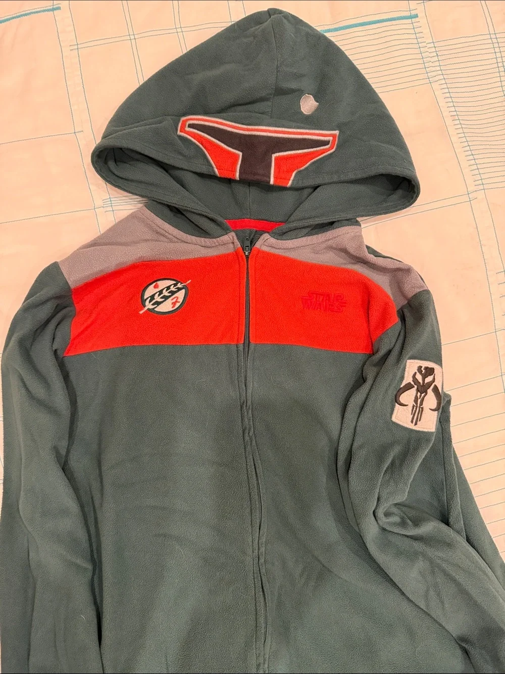 GAP Kids Fleece Hoodie in Gray & Red with Star Wars Patches